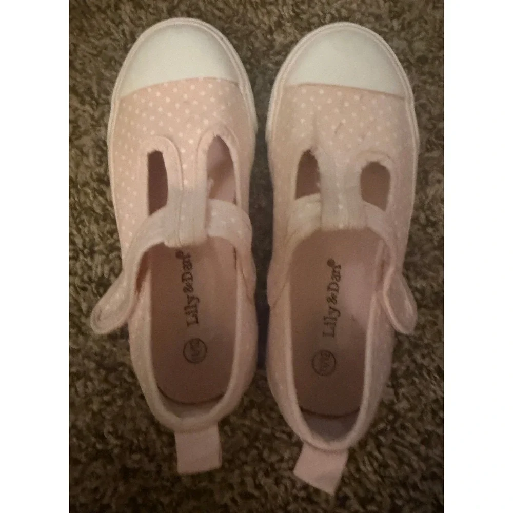 Lily & Dan Pink Polka Dot Mary Jane Canvas Sneakers Size 10/11